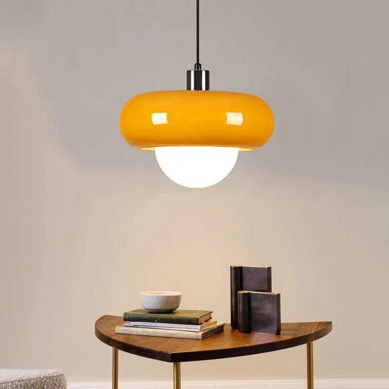 Modern Orange Glass Pendant Light Creative Dining Room Bedroom Office LED Hanging Lamp Art Home Decor Suspension Lighting Fixtur