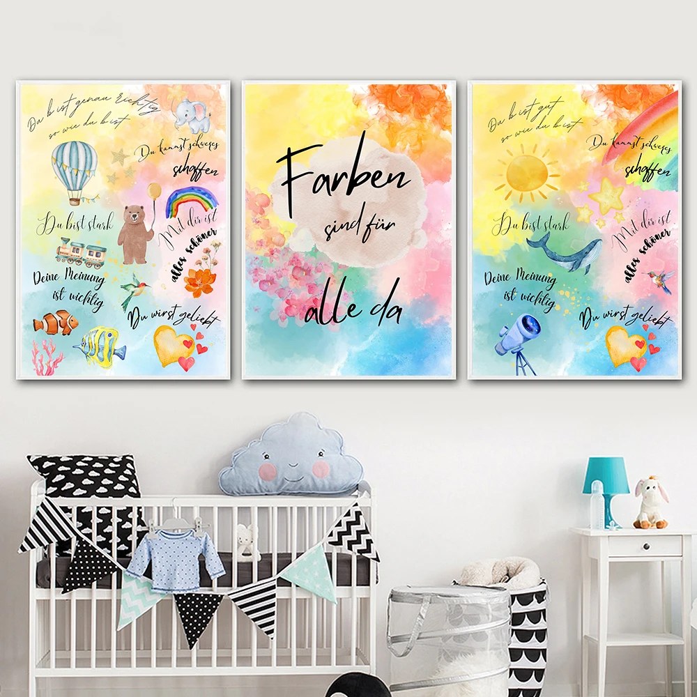 Positive Beliefs Quotes Poster Affirmation Wall Art Canvas Poster Print Colorful Vibrant Picture Children's Room Kid Home Decor