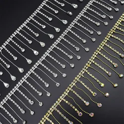 10Yards Rhinestone Trim Fringe Irregular Tassel Chain Diamond Crystal Clothing Bag DIY Wedding Decoration Gift Rhinestone Ribbon