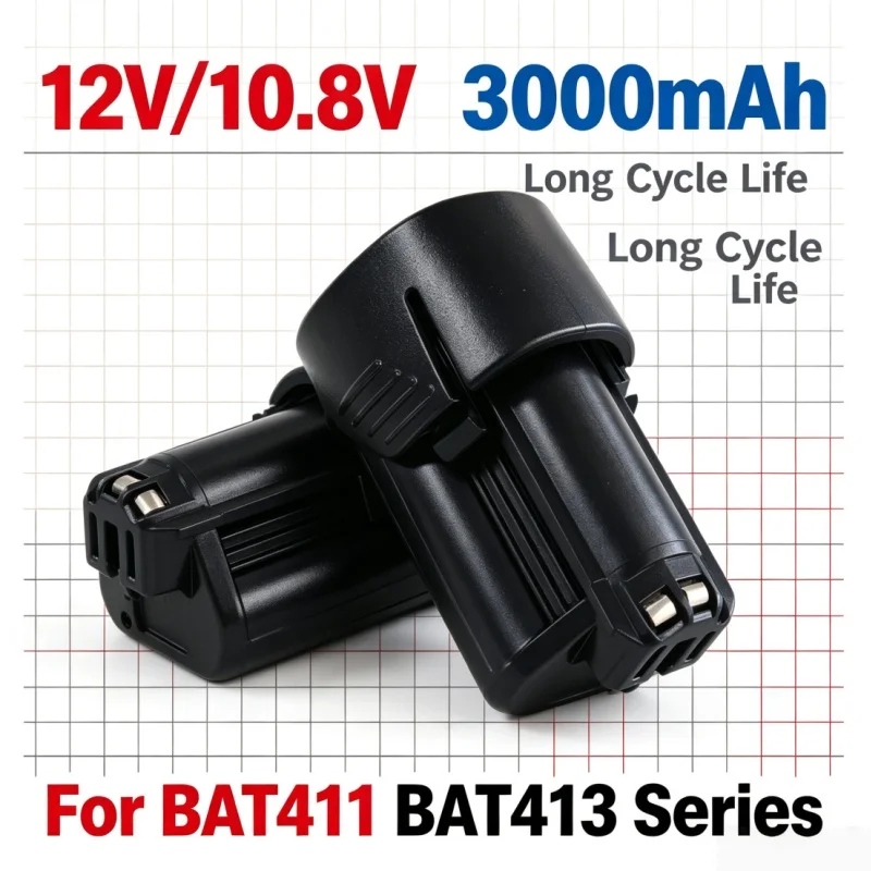 High Capacity 3000mAh 12V/10.8V Lithium Battery, Replacement for Bosch BAT411 BAT411A BAT412 BAT413 Tools