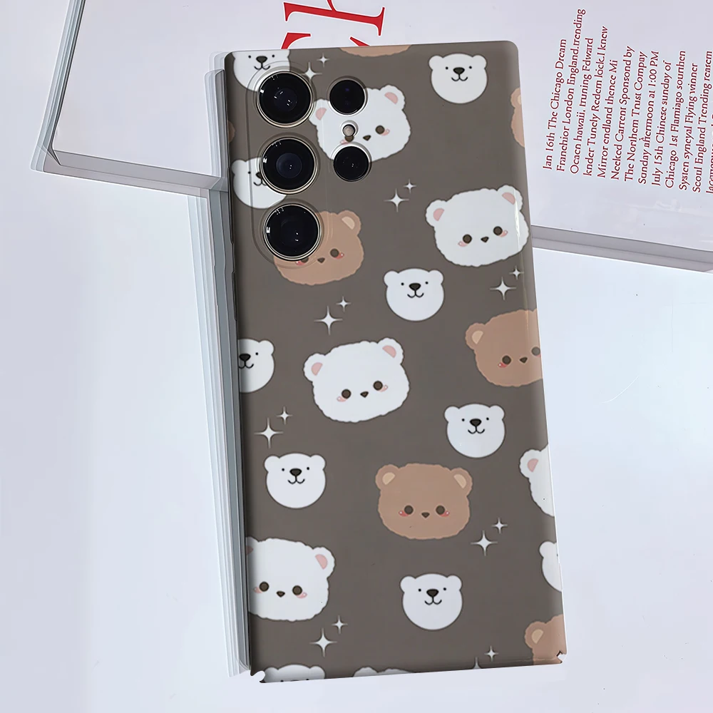 Creamy Teddies Phone Case for Samsung Galaxy S26 S25 Ultra S24 S23 Ultra Plus Glossy Double-layer Back Cover