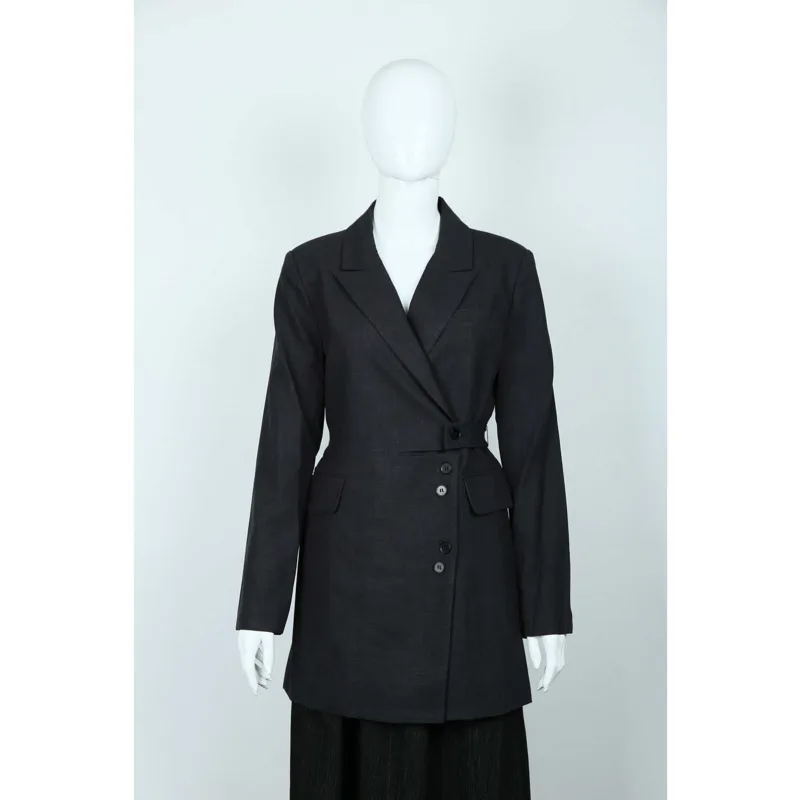 KWTX Giacca da donna con bottoni asimmetrici in tinta unita con risvolto in vita su misura Slim Fit Elegante minimalista Premium Designer SS25