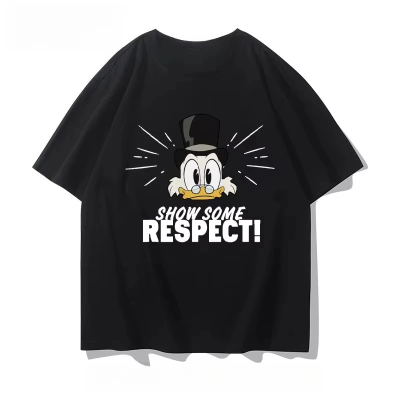 

Disney Donald Duck Cotton Scrooge McDuck Retro New Summer Short-sleeved Men's and Women's T-shirts Top Street Breathable Unisex