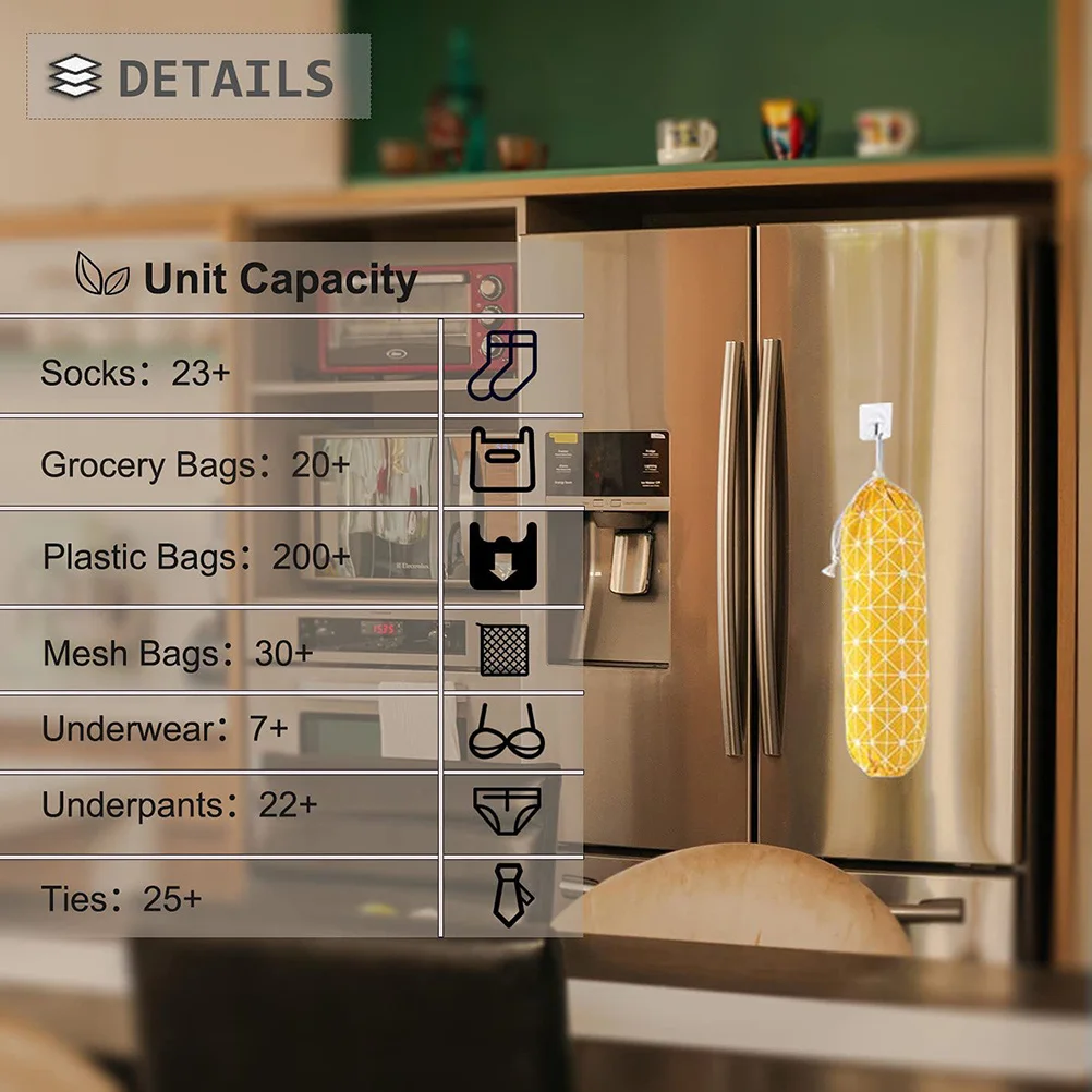 

1 Set Of Wall Mount Holder Kitchen Storage Pouch Hanging Grocery Bag Dispenser Waste Bag Organizer For Trash Bags Shopping Bags