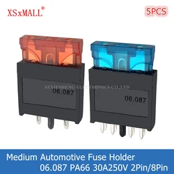 5PCS Medium Automotive Fuse Holder 06.087 PA66 30A250V 2Pin/8Pin PCB Panel Mounting With ATC ATO Blade Standard Fuse