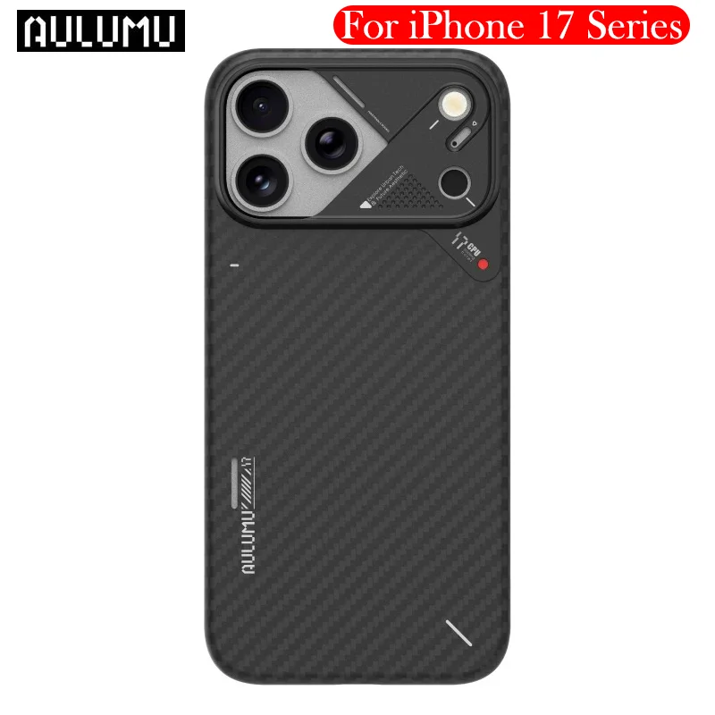 

AULUMU Carbon Fibre Case For iPhone 17 Pro Max Kevlar Wireless Charging Back Cover Case for iPhone 17 Pro