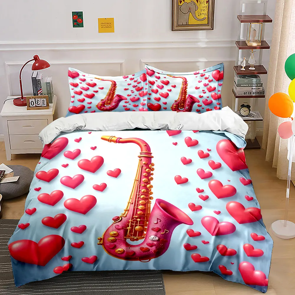 

Romantic Saxophone Decor Set Soft Comfortable Duvet Cover Bedding Set Included 1*Duvet Cover & 2*Pillowcases, gift
