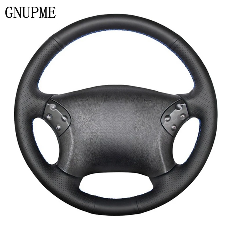 Hand-stitched Steering Wheel Cover Black Artificial Leather Car Steering Wheel Cover for Mercedes Benz W203 C-Class 2001-2007