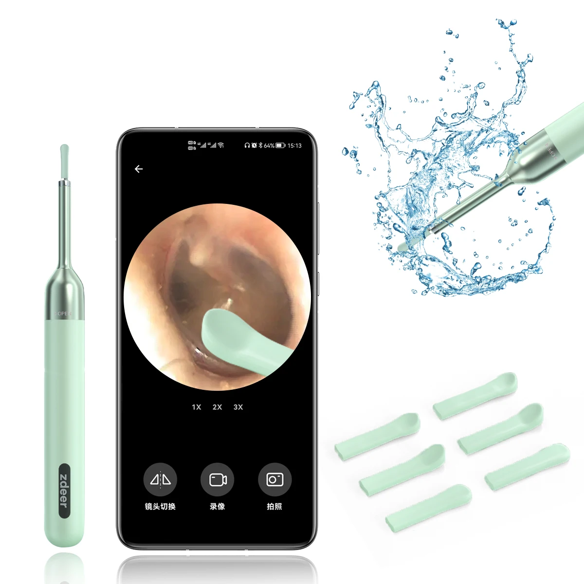 

ZDEER Ear Wax Removal Tool with 1080P HD,Ear Cleaner with 6 LED Lights,Ear Camera IP67 Waterproof 5 Pcs Ear Pick for iOS,Android