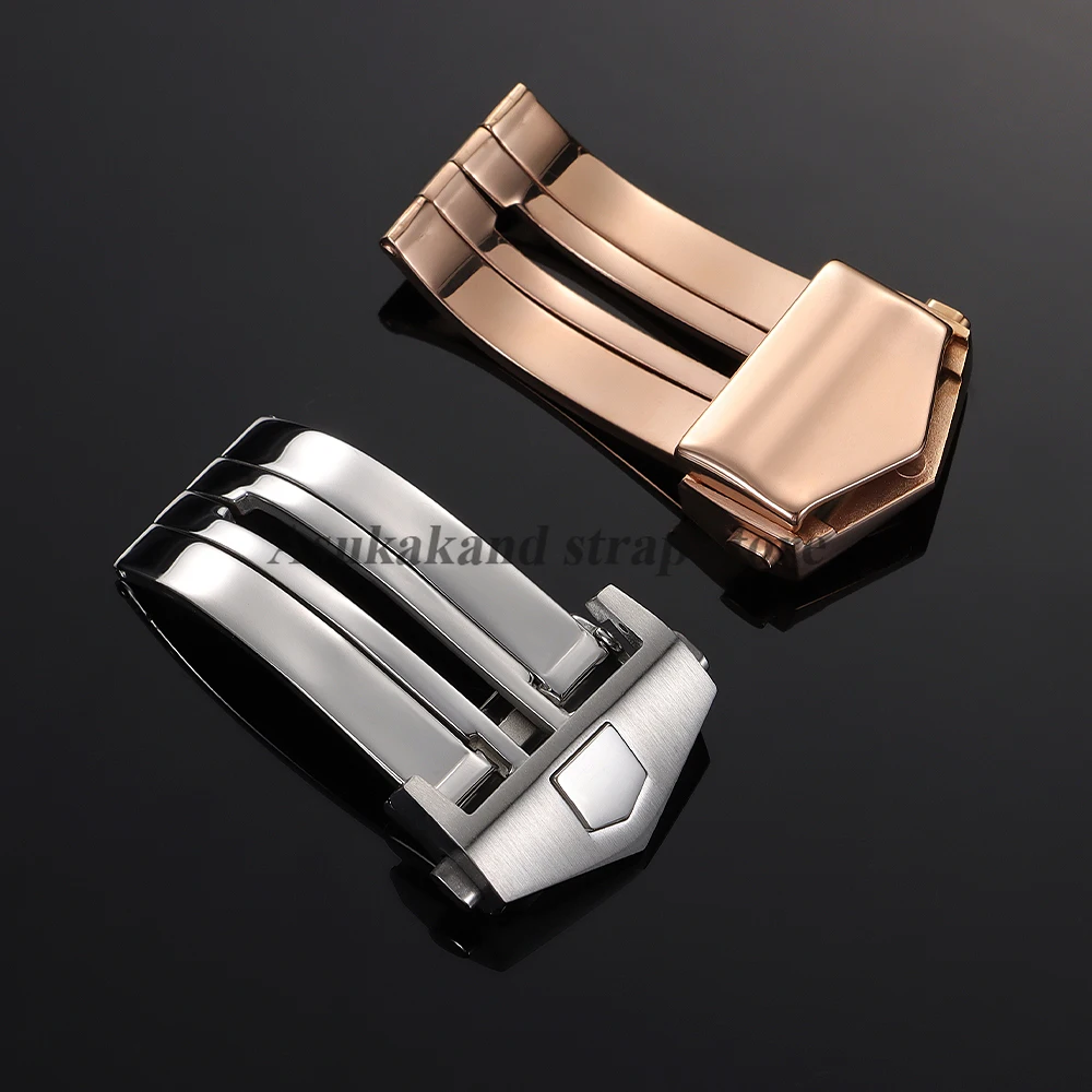 Fibbia per orologio per cinturino TAG Heuer Fibbia pieghevole in acciaio inossidabile per cinturino in pelle in silicone Doppio pulsante 18mm 20mm Chiusure
