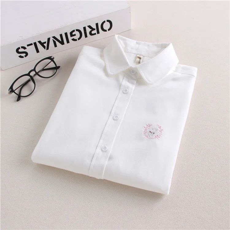 Brand Women Blouses Shirts 2023 New White Blue Casual Style Embroidery Long Sleeve Shirts Female Tops Art Style Blusas Blouse