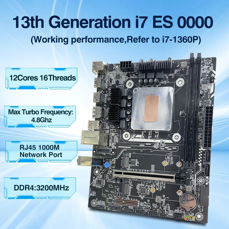 

M-ATX DIY настольная материнская плата CPU Combo 13-й комплект Core Interposer Q1J3 (i7 ES 0000)Procesador 12C16T 18 МБ DDR4 RAM PCIE4.0X4 NVME