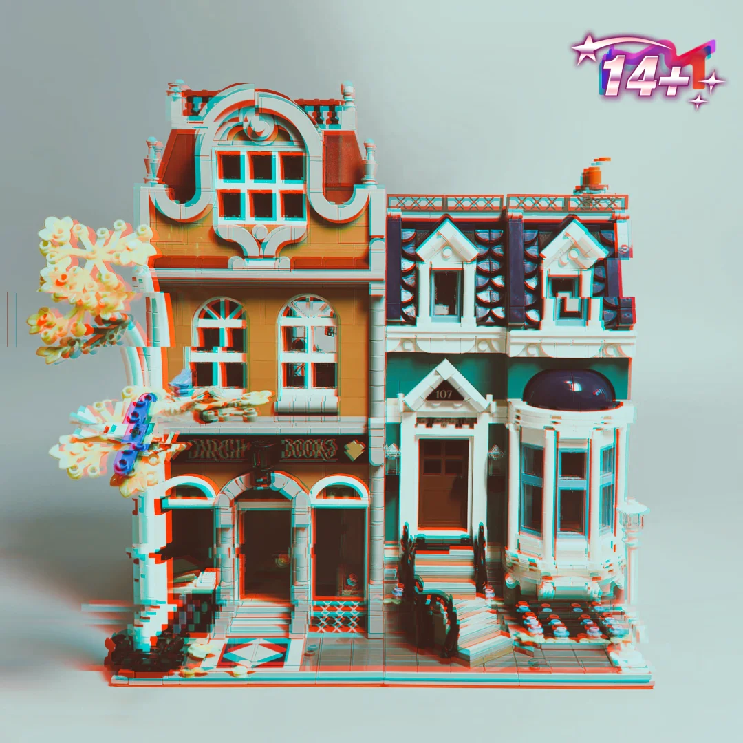 2026 New Hot Toys 2504pcs Street View Downtown Book-shop Modular Buildings Building Block Puzzle Model Birthday Ornament Gift