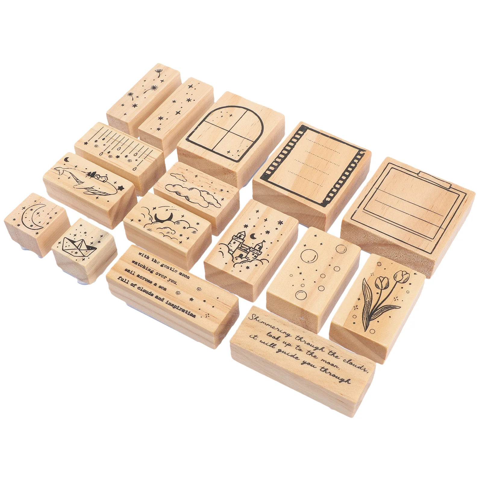 

Hand Stamp Flower Elements Wooden Stamps Scrapbook Postage Decorate Crafting Household Party Supplies for Crafts Child