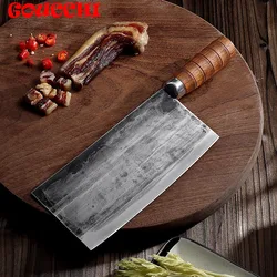 Chinese Old School Kitchen Knife High Carbon Steel 100% Handmade Forged Kitchen Knife Slicing Cleaver Restaurant Best Chef Knife