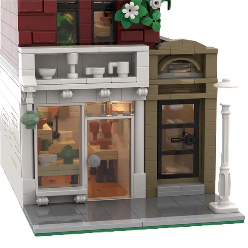 Moc cidade arquitetura vermelha modular popularidade cerâmica porcelana salão de exposição bloco de construção modelo quebra-cabeça brinquedo presente para crianças
