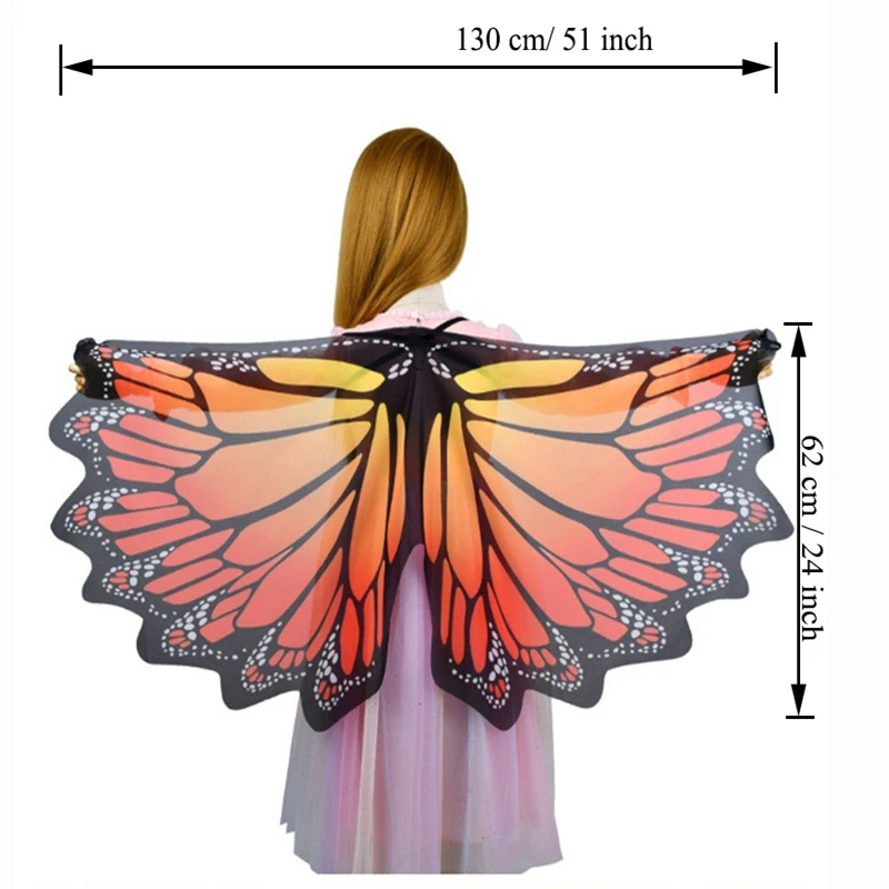 Kids Butterfly Wings Cape Girls Fairy Dress Up Wing Shawl Rainbow Halloween Costume Children Party Favors Accessories Clothing