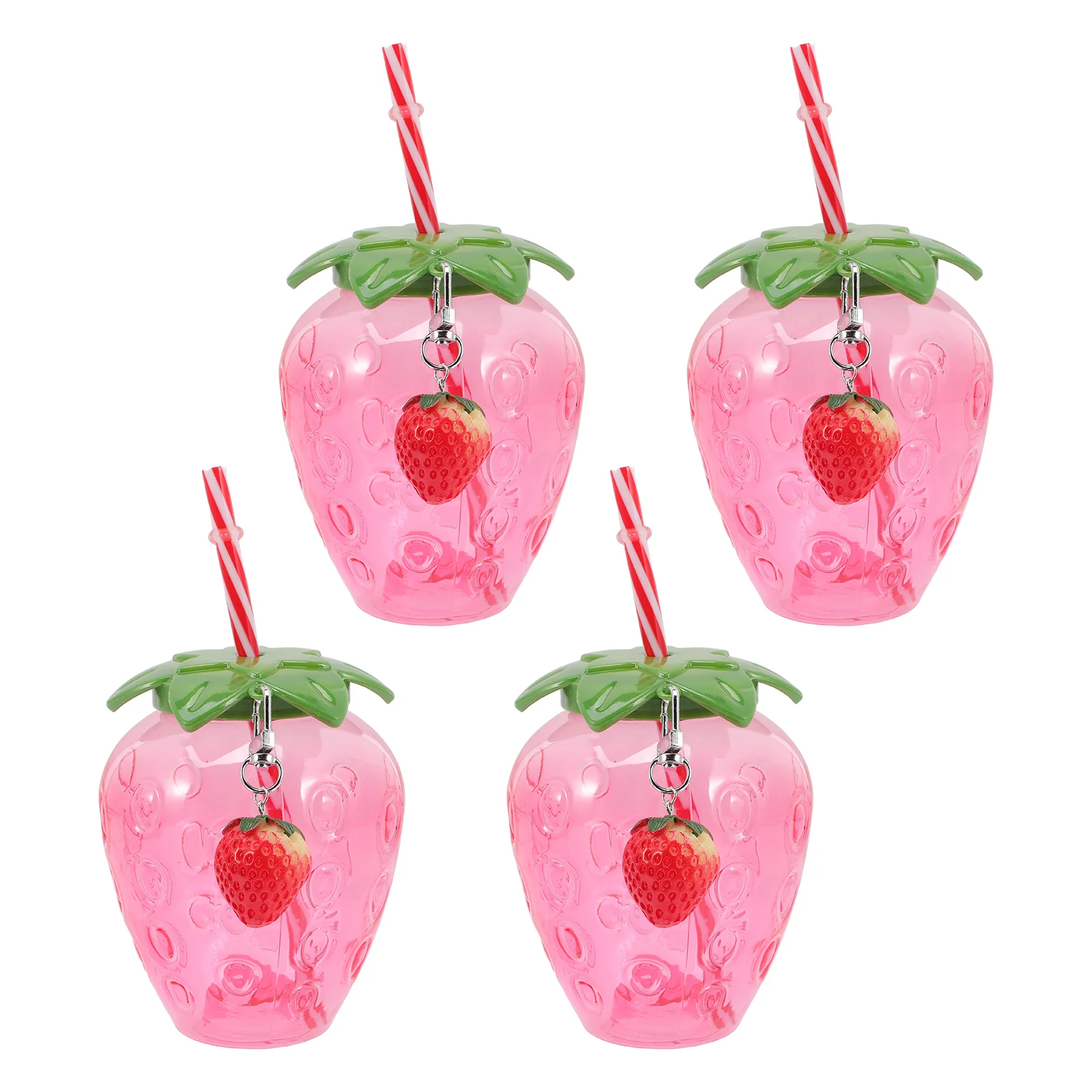 

4 Pcs Glass Tableware Strawberry Milk Straws Straw Strawberry Juice Can Milk Tea Toddler Water Glasses