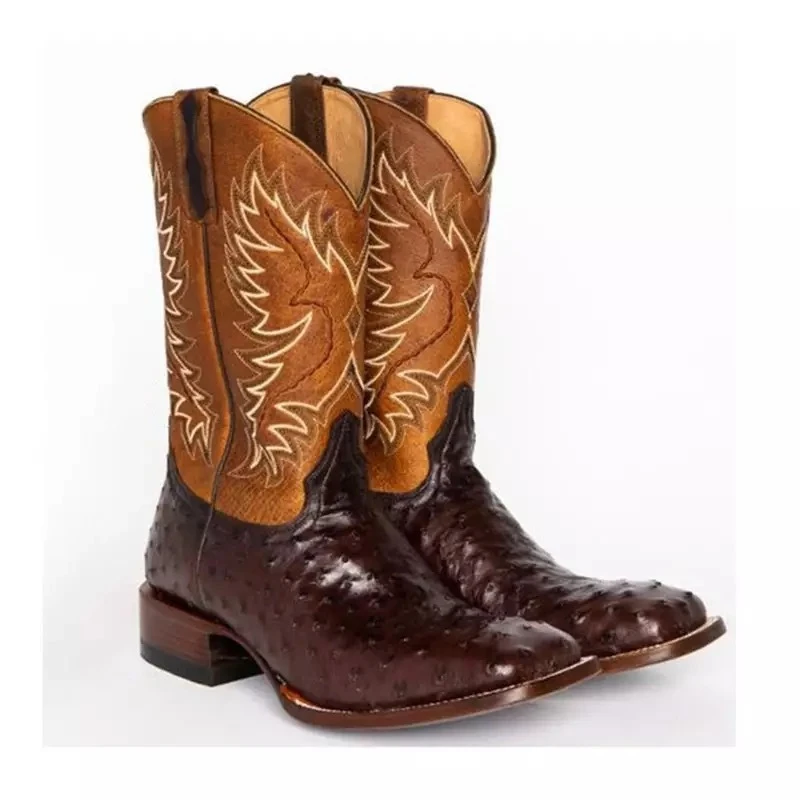 Men Women Unisex 2022 Mid Calf Western Cowboy Embroidery Boots Male Autumn Outdoor Leather Totem Med Heel Fashion Designed Boots