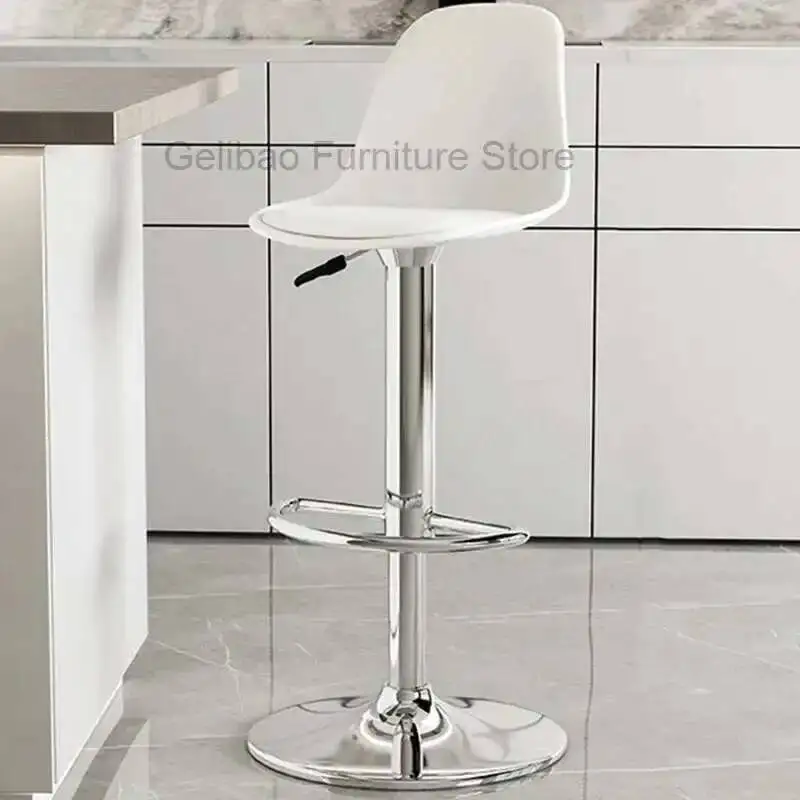 

High Kitchen Adjustable Swivel Bar Stool Counter Back Bar Stool Simple Leather Tabouret De Bar Style Industriel Salon Chair