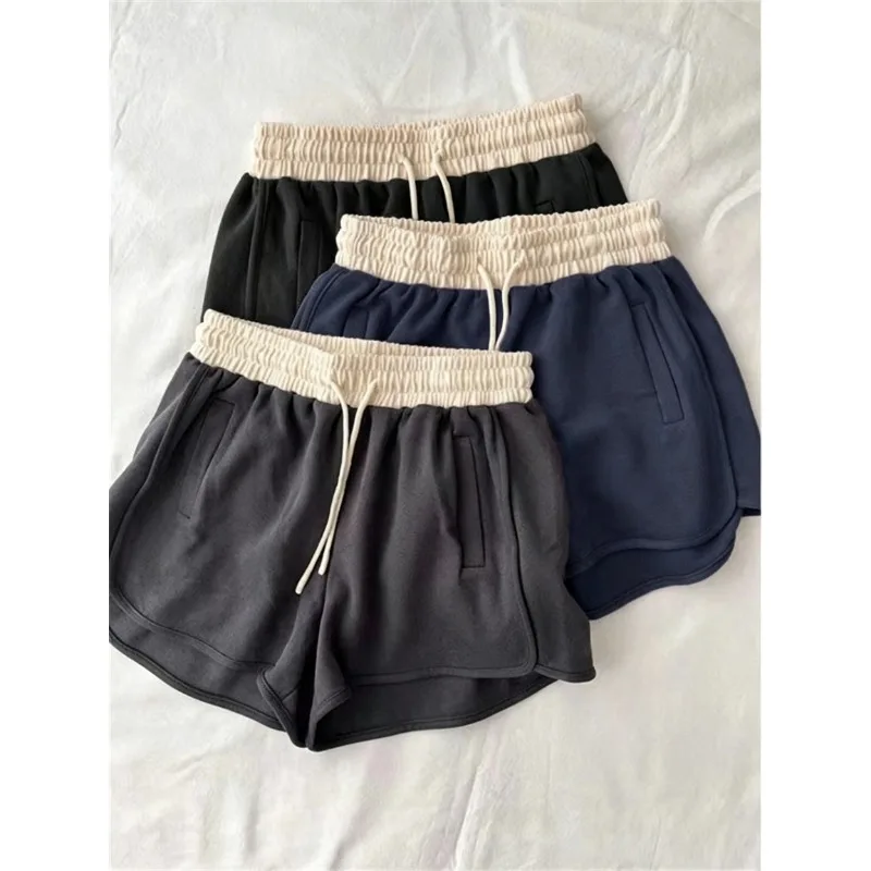 Korean Drawstring Design New Shorts Big Size Woman 2026 Summer Street Style Y2K Shorts Spliced Trendy All-match Woman Trousers