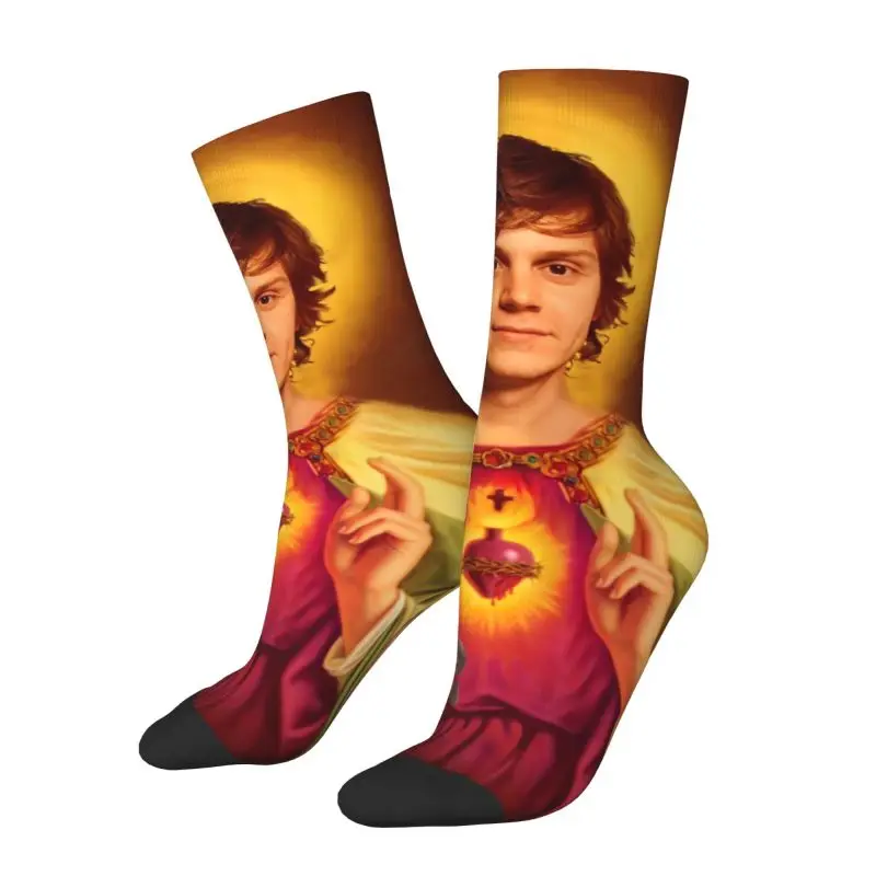 Actor Star Movie Evan Peters uomo donna Crew Socks Unisex Fashion 3D Printed Dress Socks