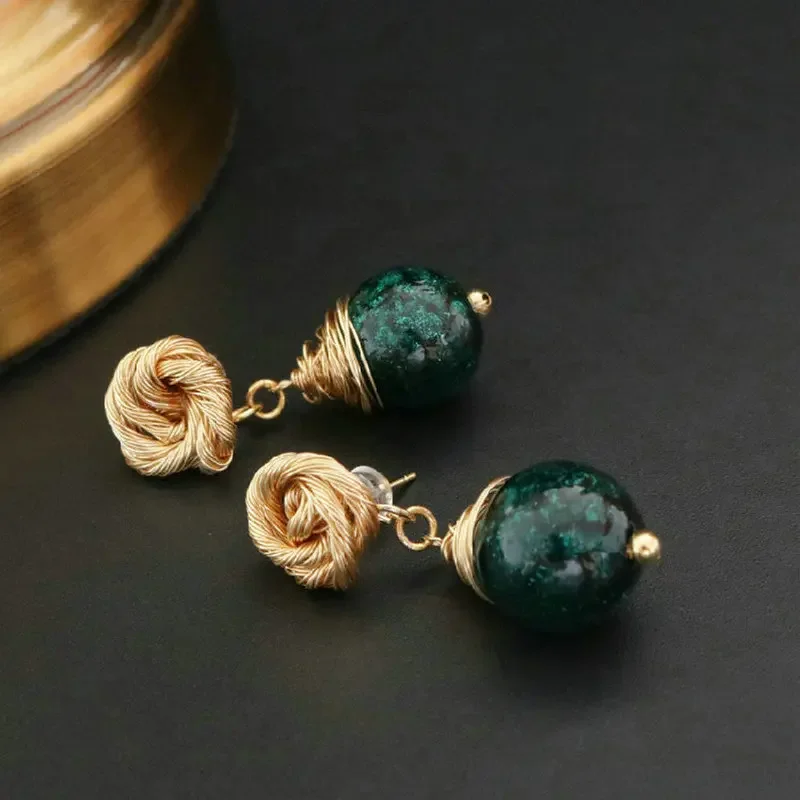 FXLRY luxury Handmade Fashion Natural Pearl  glass bead with foil Drop Earrings For women jewelry