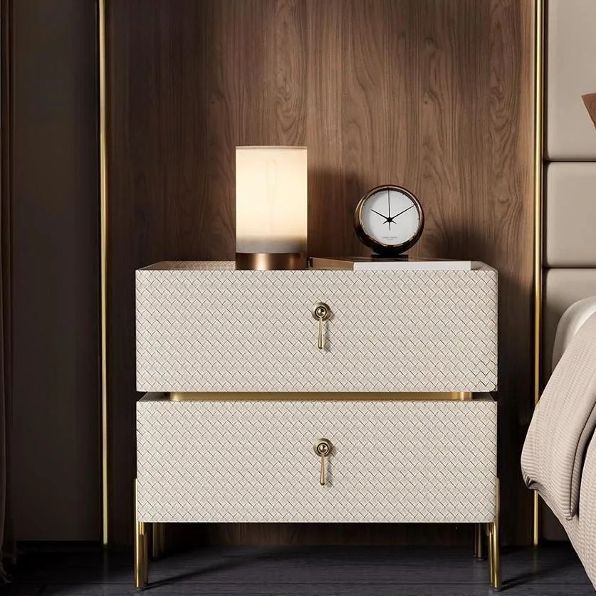 Light luxury all-in-one nightstand, leather home modern Italian bedroom bedside table