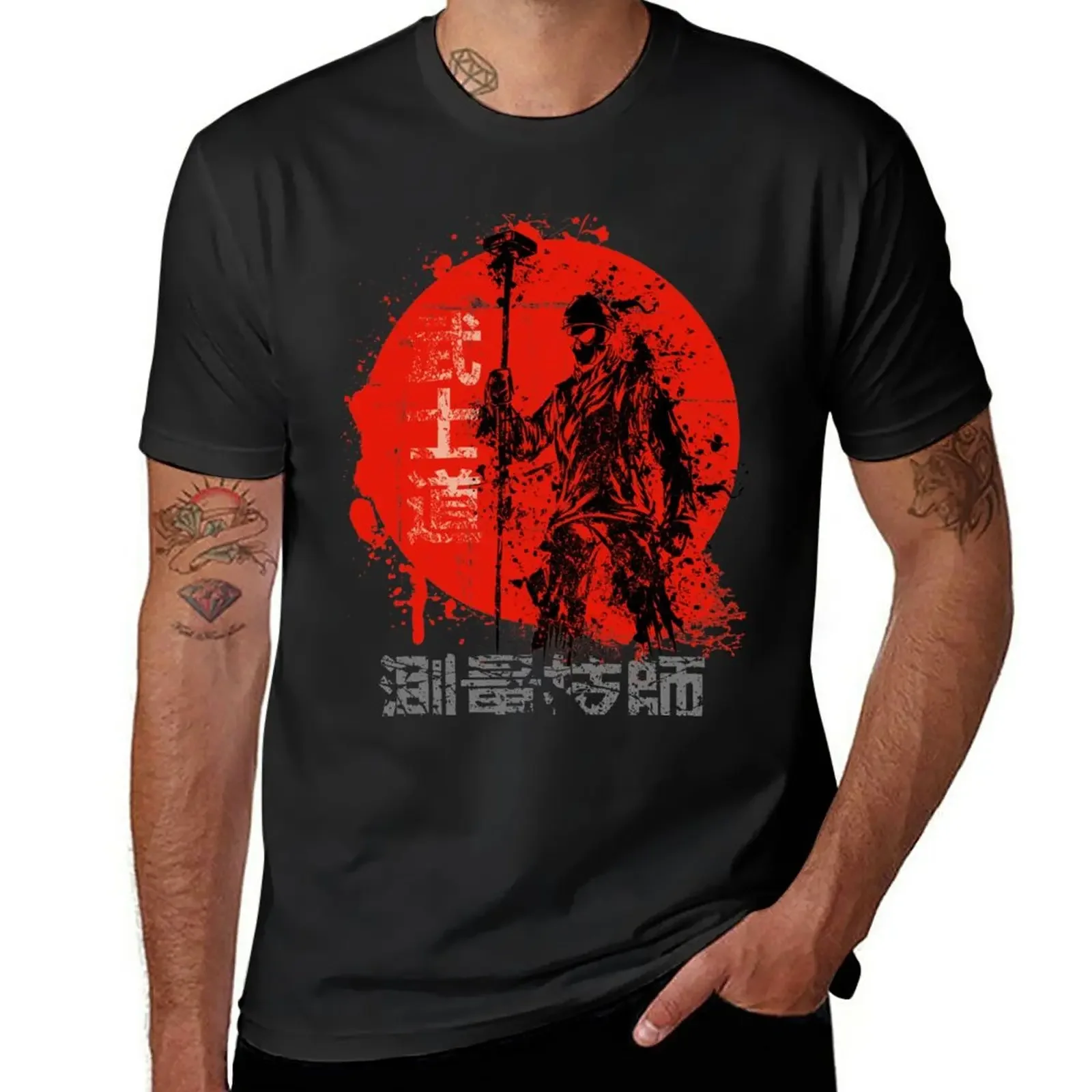 New BUSHIDO SPIRIT SURVEYOR T-Shirt Anime t-shirt black t shirts tops Short t-shirt mens vintage t shirts