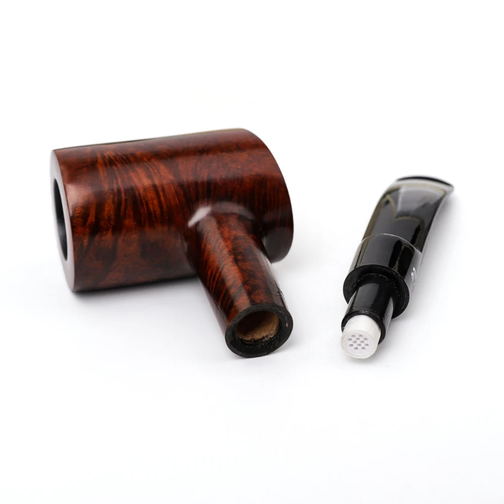 MUXIANG Briar Wood Hammer Shape Handmade Bent Stems Tobacco Pipe For Smoking 9mm Filters With 10 Pipe Smoking Accessory aa0275s