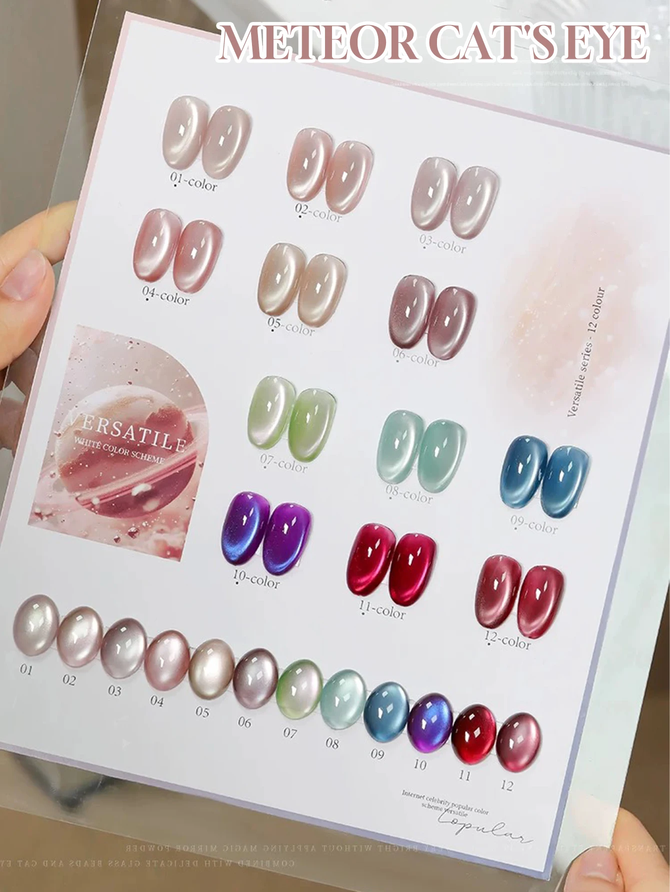 Duurt 28 dagen 1/12 STKS 2025 Nieuwe Nail Art Meteor Fantasy Aurora Guave Fruit Cat Eye Kleurrijke Kristallen Glazen Kraal Gel Nagellak,