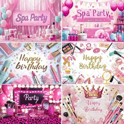 Pink Beauty Makeup Spa Theme Sexy Ladies Adult Girl Birthday Party Customized Banner Backdrop Women Portrait Photo Studio Decor
