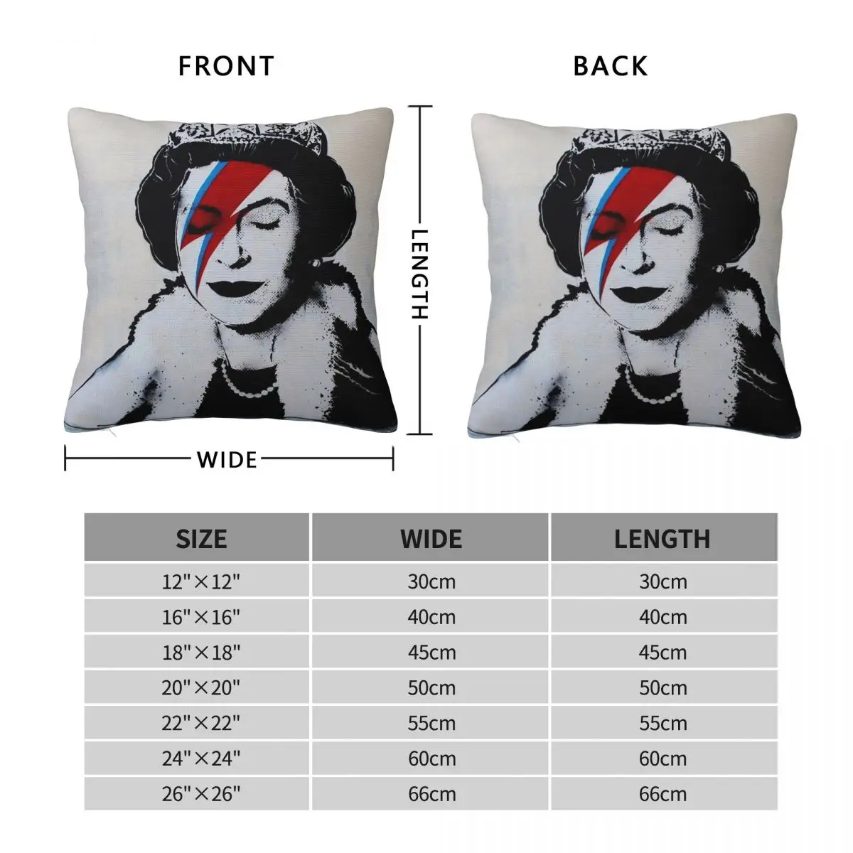 Banksy Ziggy Stardust Queen Of England Pillowcase Polyester Linen Velvet Printed Decorative Throw Pillow Case Room Cushion Cover