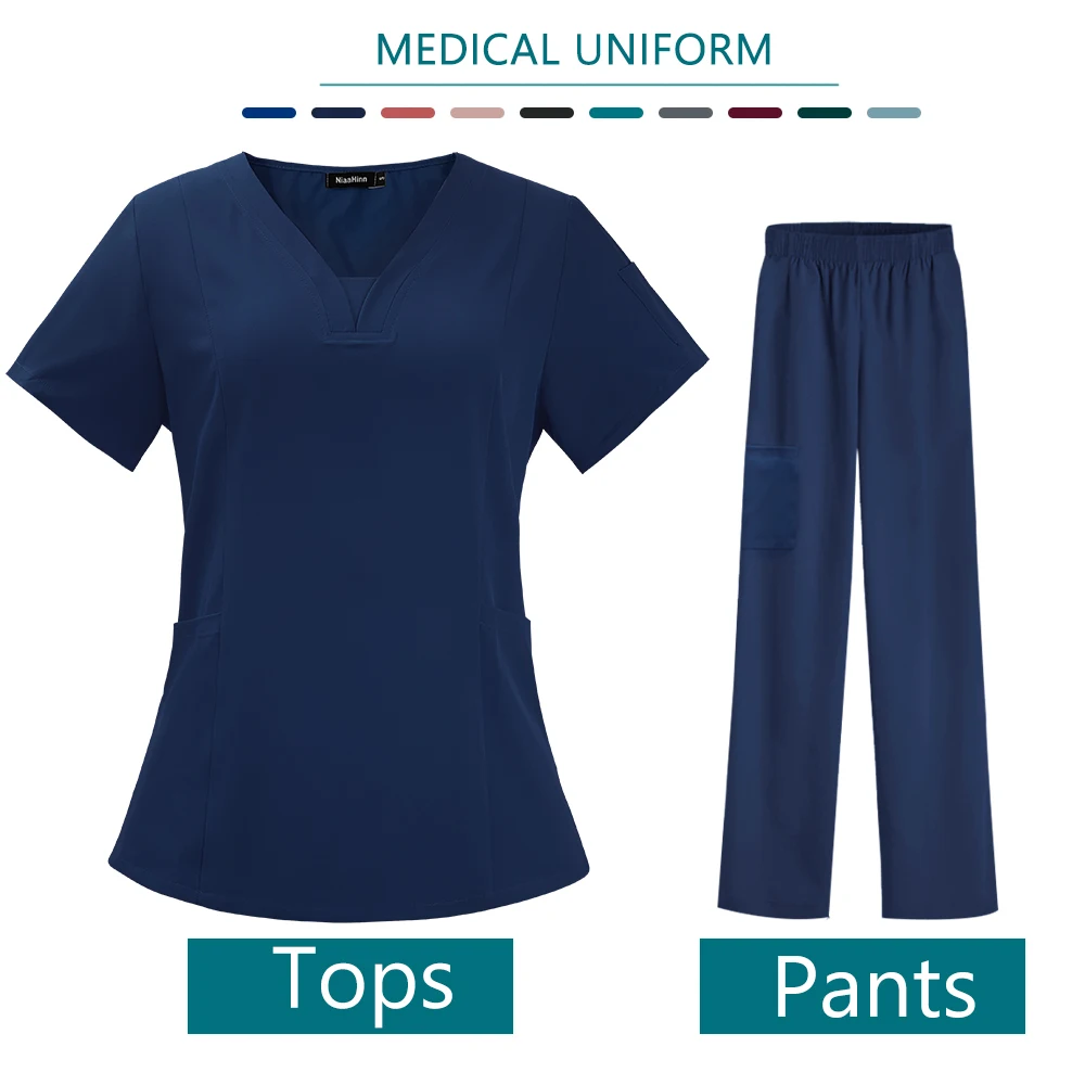 Zomer Medische Uniformen Vrouwen Scrubs Sets Verpleegkundigen Accessoires Artsen Chirurgische Pak Tandheelkundige Kliniek Schoonheidssalon Werkkleding Kleding