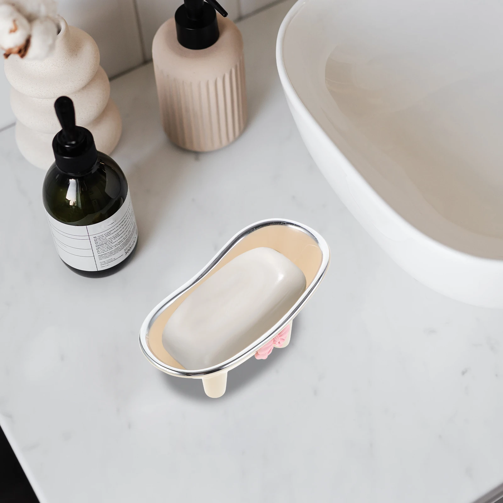 

Cute Bathtub Shaped Soap Dish Holder ABS Material Lightweight Compact Design for Bathroom Kitchen Counter Small Size Portable
