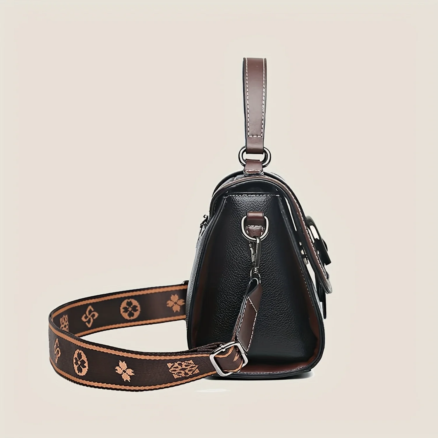 Vintage Crocodile Pattern Shoulder Bag - Top Handle Purse