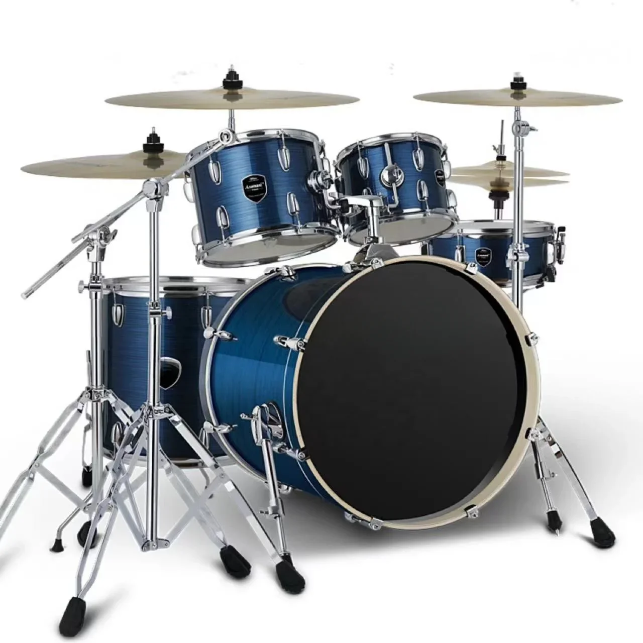 Durable and sturdy High quality professional drum set 5 drums 4 cymbals percussion instruments drawing blue sale