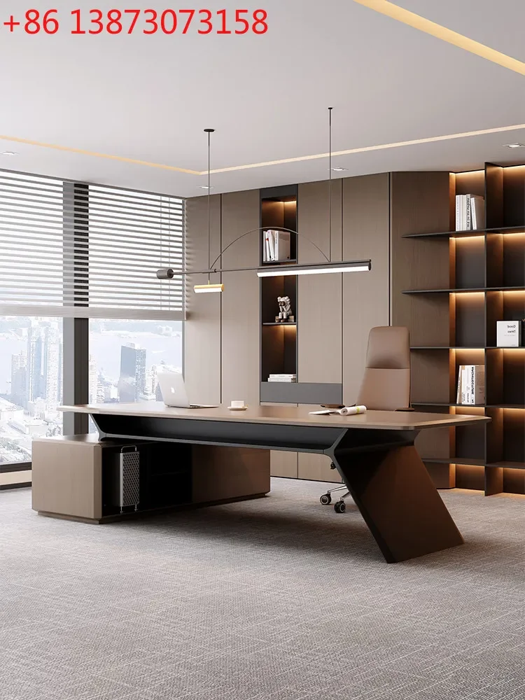 Single boss table, simple modern leadership desk, light luxury, high-end office president table combination