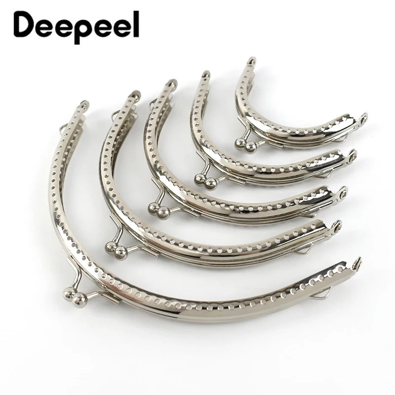 10Pcs 6.5-15.5cm Silver Handbag Handle Metal Frame Kiss Clasp Purse Replace Handles Wallet Brackets DIY Bags Part Accessories