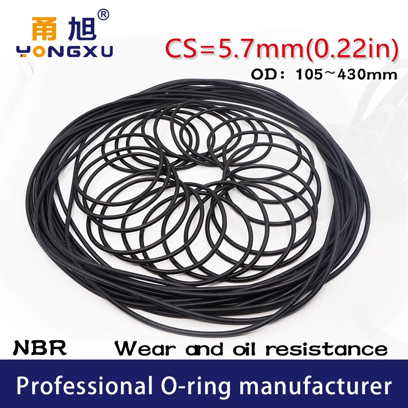Black NBR Sealing O-Ring CS5.7mm OD105/110/115/120/130/135/140/150/430*5.7mm Seal Rubber Gasket Resistant Rings Nitrile Washer