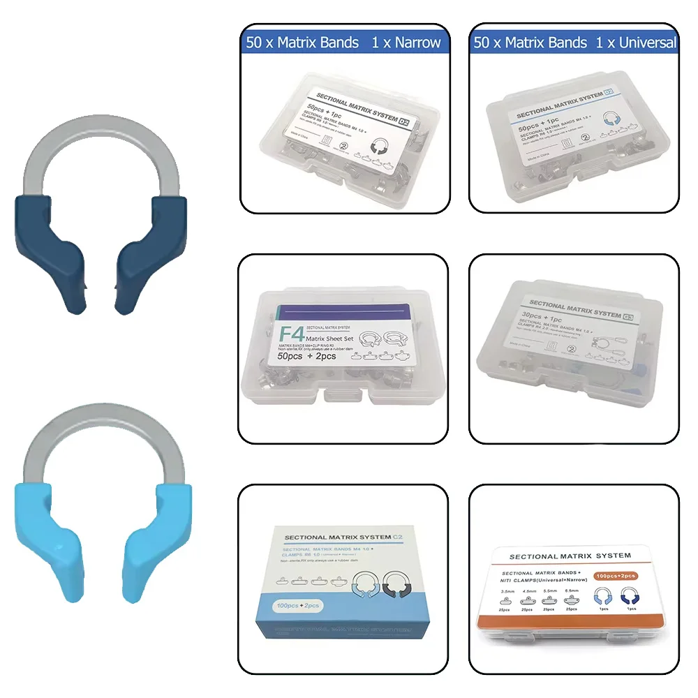 

Dental Matrix Bands Clamps Set with Retainer Rings Complete Sectional Matrix System for Tooth Restoration