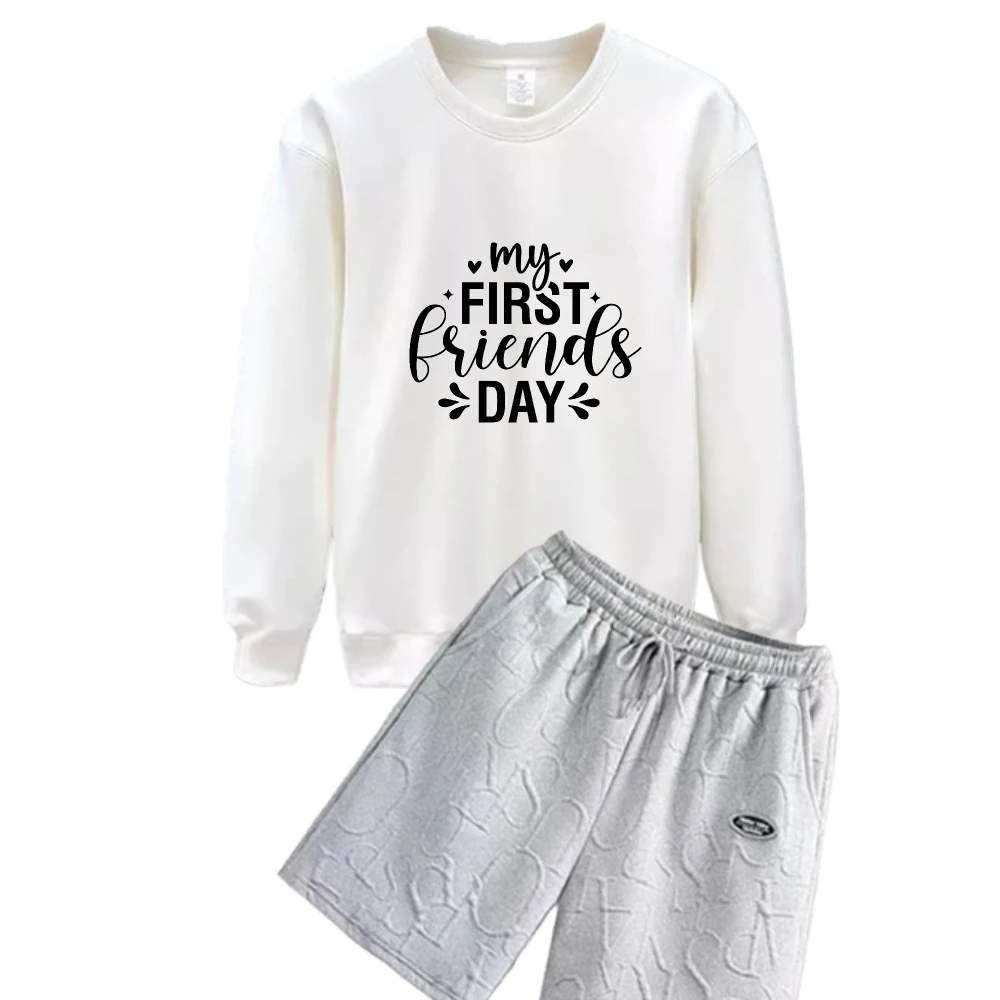 

Мужской повседневный спортивный костюм, весенне-осенний спортивный комплект из футболки + шорт, удобный стильный наряд для мужчин, роскошная мужская одежда