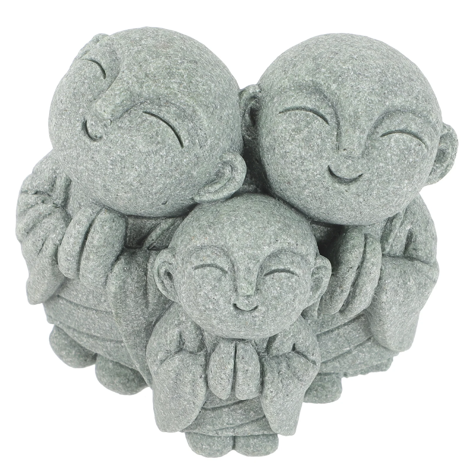 

1Set Aquarium Fish Tank Monk Decor Green Sandstone Miniature Statue Realistic Detailed Figurines Ornament Fish Hideaway