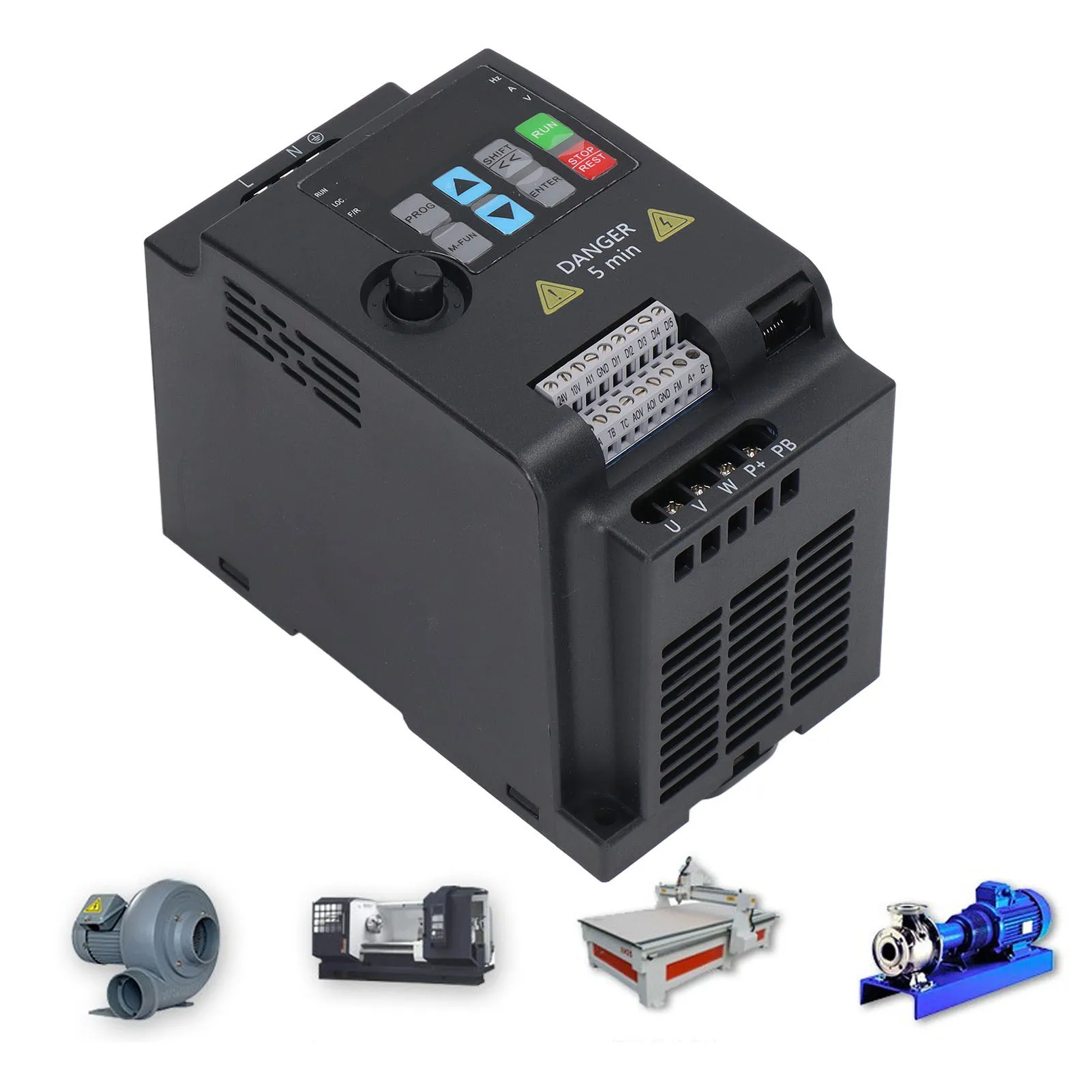 Variable Frequency Drive Copper Coil Strong Load Capacity 0.75KW Small Size Frequency Converter Multi Modes for Wind Generator