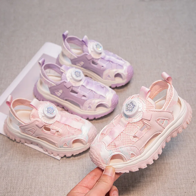 

Girls Fashion Hollow Beach Sandals 2025 Summer New Baotou Sports Boys Leisure Sandals