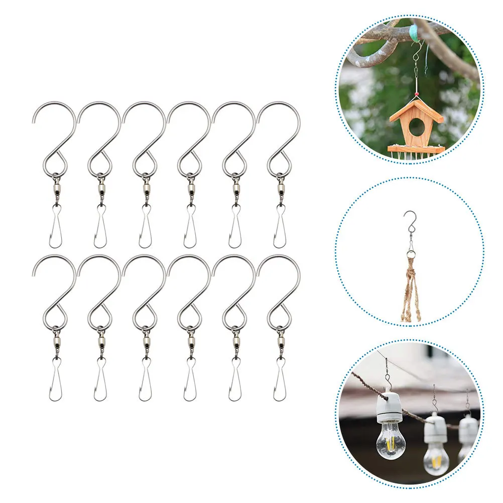 

12Pcs Stainless Steel Swivel Hooks Durable Rotating Hanging Hooks for Wind Chimes Bells Lanterns Garden Decor Swivels Clips