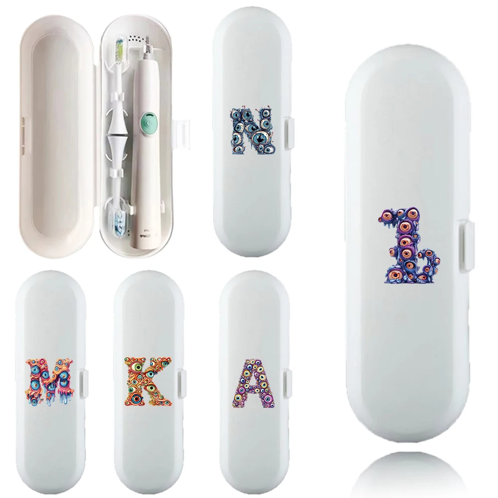 

Plastics Toothbrush Storage Box Toothpaste Protective Cover Durable Fall Prevention Eyelets Initial Name 26 Letters Pattern