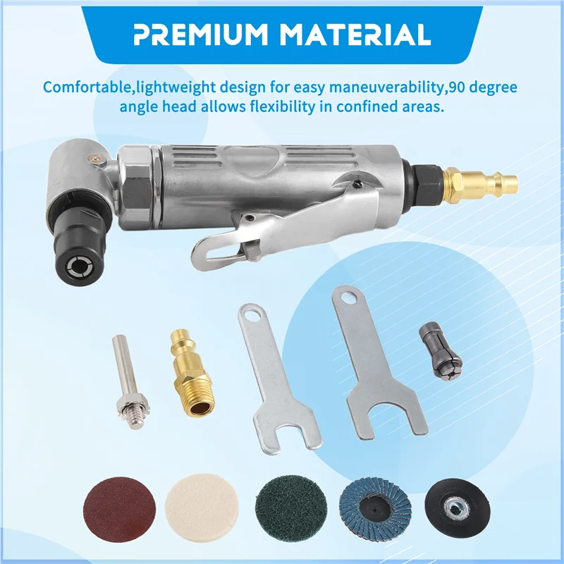 

AA21-1/4 Inch Air Angle Die Grinder 90 Degree Pneumatic Grinding Machine Cut Off Polisher Mill Engraving Tools Set With Spanner