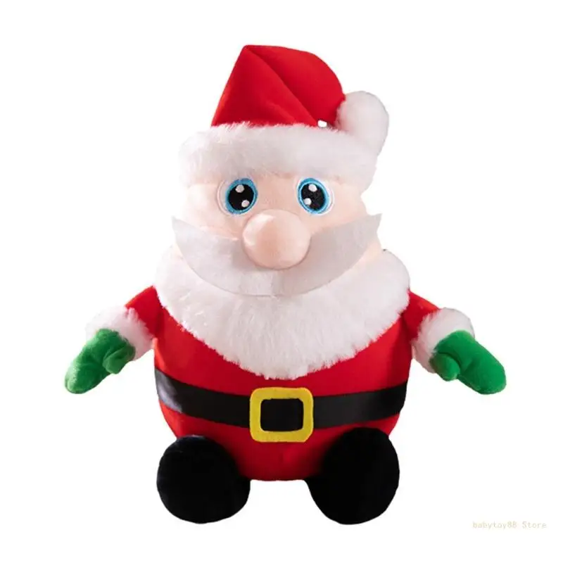 Y4UD Light Up Plush Toy Christmas Santa for Seasonal Decors Festival Supply