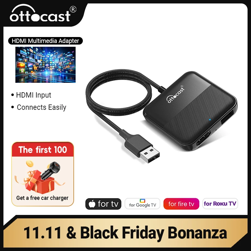 OTTOCAST Car TV Converter for Fire TV Stick Box for OEM Wired CarPlay Car Accessories New 2024